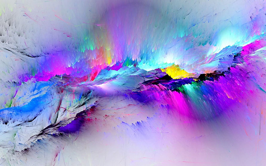 Vibrant Abstract Paint Splash with Neon Purple and Cyan Colorful Artwork HD wallpaper