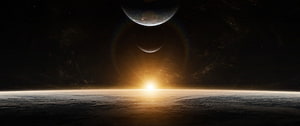 Cinematic Space Sunrise Over Planet Horizon With Celestial Body Eclipse HD wallpaper