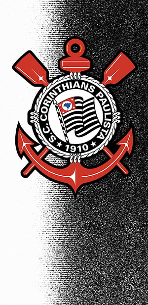 Corinthians Paulista Club Crest With Anchor And Oars On Textured Black And White Background HD phone wallpaper