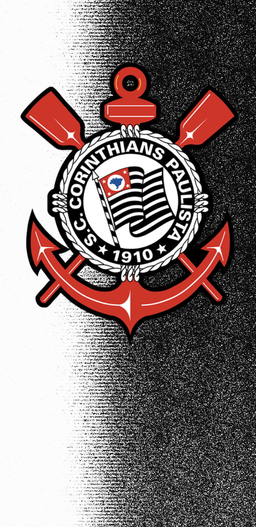 Corinthians Paulista Club Crest With Anchor And Oars On Textured Black And White Background HD phone wallpaper