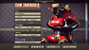 Team Fortress 2 Main Menu Featuring Custom Female Pyro Character Model HD wallpaper