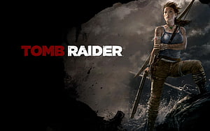 Lara Croft Tomb Raider Concept Art with Shotgun and Grappling Hook HD wallpaper