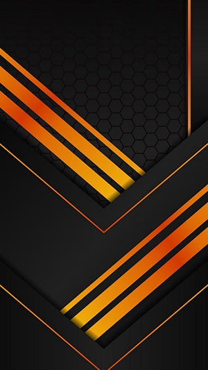 Black and Orange Geometric Chevron Pattern with Hexagonal Texture and Diagonal Stripes HD phone wallpaper