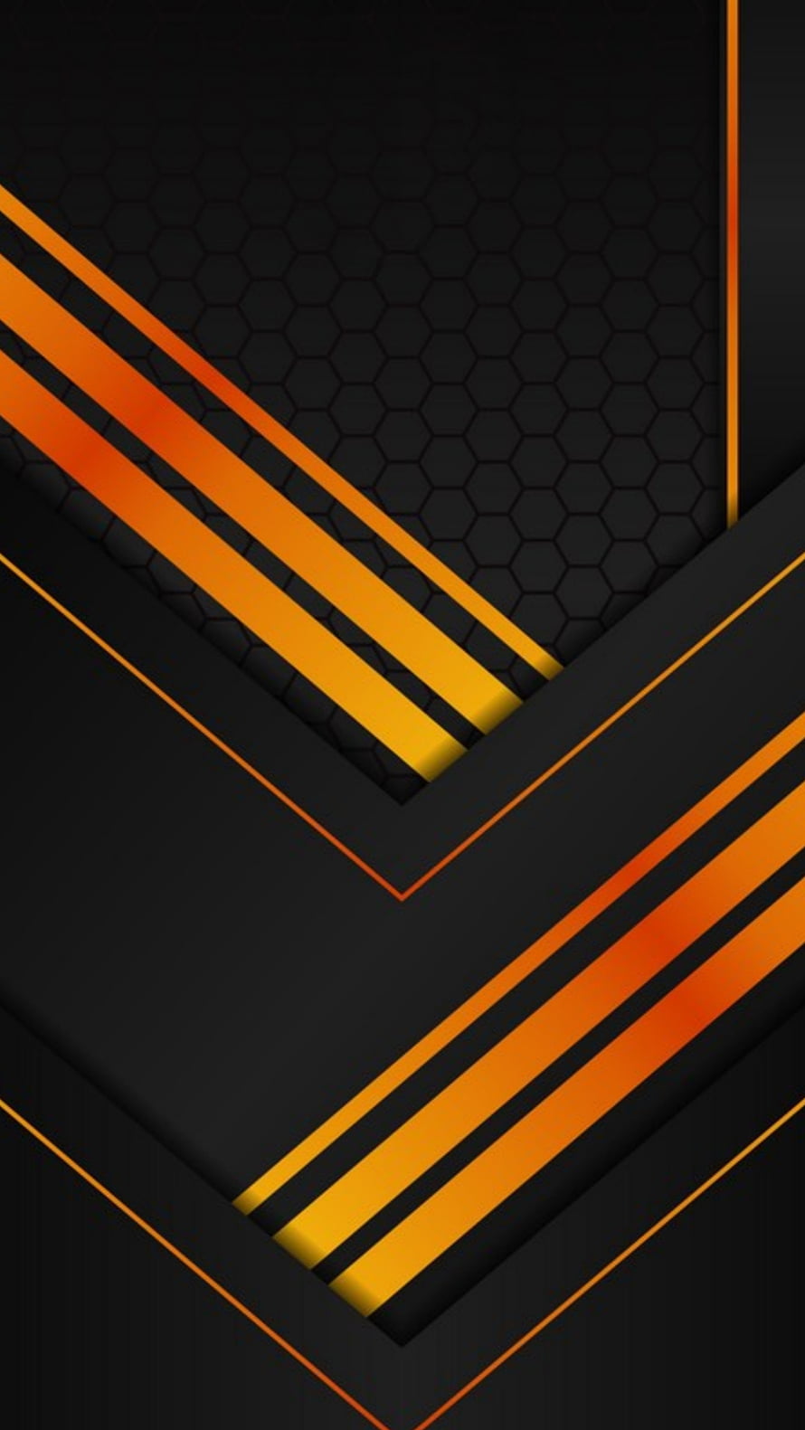 Black and Orange Geometric Chevron Pattern with Hexagonal Texture and Diagonal Stripes HD phone wallpaper