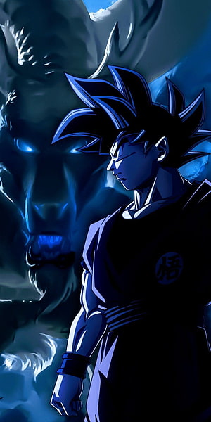 Goku and Shenron in Dark Blue Dragon Ball Super Anime Artwork HD phone wallpaper