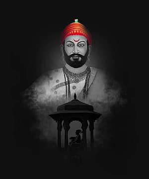 Chhatrapati Shivaji Maharaj Portrait with Turban and Diadem in Dramatic Mist HD phone wallpaper