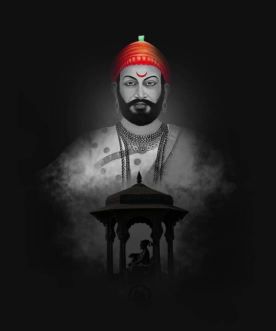 Chhatrapati Shivaji Maharaj Portrait with Turban and Diadem in Dramatic Mist HD phone wallpaper