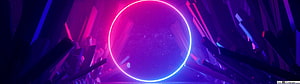 Neon Purple Crystal Cavern with Glowing Circular Portal and Cosmic Starfield HD wallpaper
