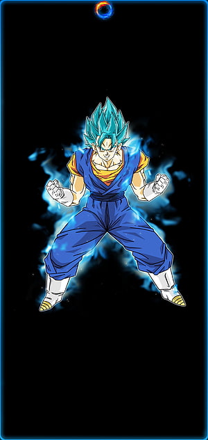 Goku Super Saiyan Blue in Dynamic Fighting Pose with Energy Aura HD phone wallpaper