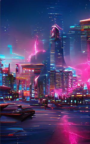 Neon-lit futuristic cityscape with towering skyscrapers and glowing cyberpunk architecture at night HD phone wallpaper