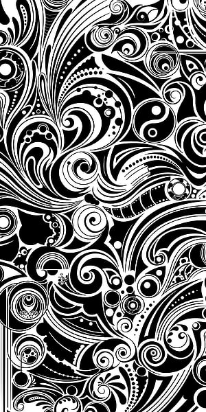 Intricate Black and White Tribal Swirl Pattern with Ornamental Dots and Curves HD phone wallpaper