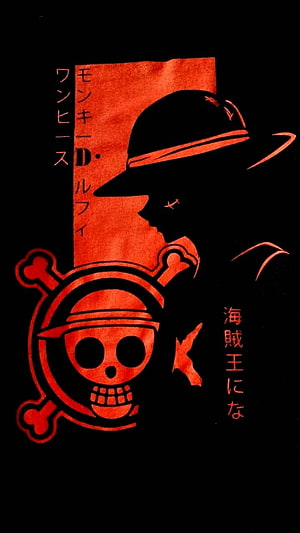 Monkey D Luffy Silhouette with Jolly Roger Jolly Roger Skull and Crossbones HD phone wallpaper
