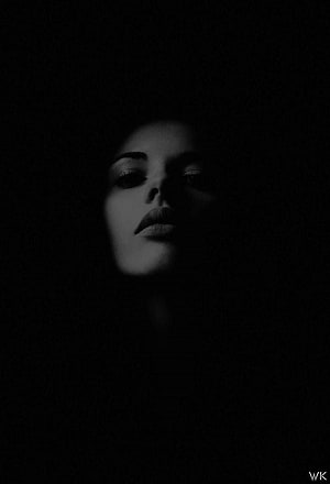 Moody Black and White Portrait of a Woman in Dramatic Shadow, Dark, Female Black HD phone wallpaper