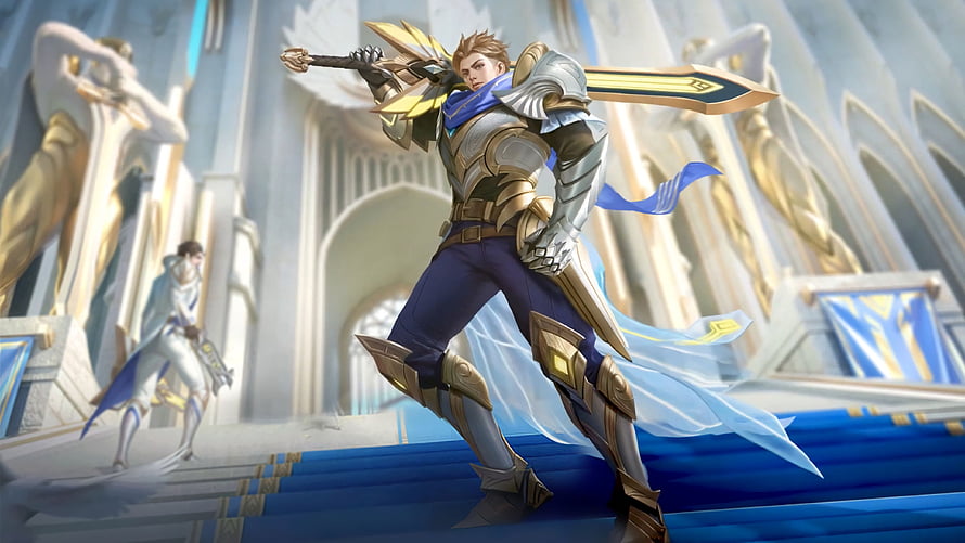 Alucard Lightborn Striker Skin from Mobile Legends in a Grand Palace HD wallpaper