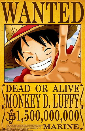 Monkey D. Luffy Wanted Poster One Piece Anime Pirate Bounty HD phone wallpaper