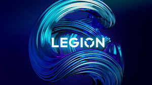 Legion Gaming Brand Logo with Abstract Blue Liquid Metal Swirl Design HD wallpaper