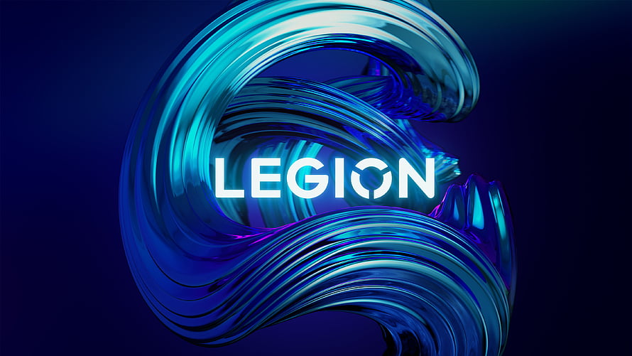 Legion Gaming Brand Logo with Abstract Blue Liquid Metal Swirl Design HD wallpaper