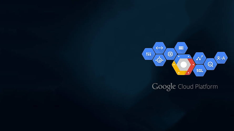 Google Cloud Platform Hexagonal Service Icons on Dark Blue Background HD wallpaper