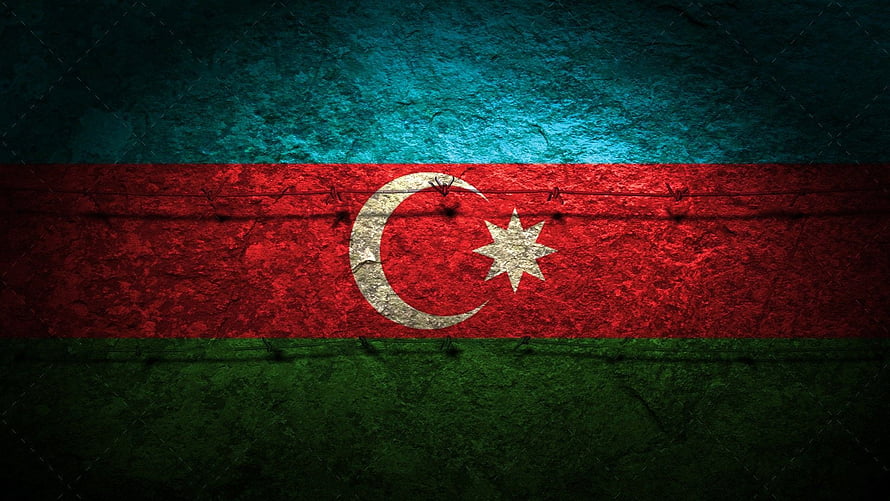 Azerbaijan National Flag on Textured Grunge Background with Barbed Wire HD wallpaper