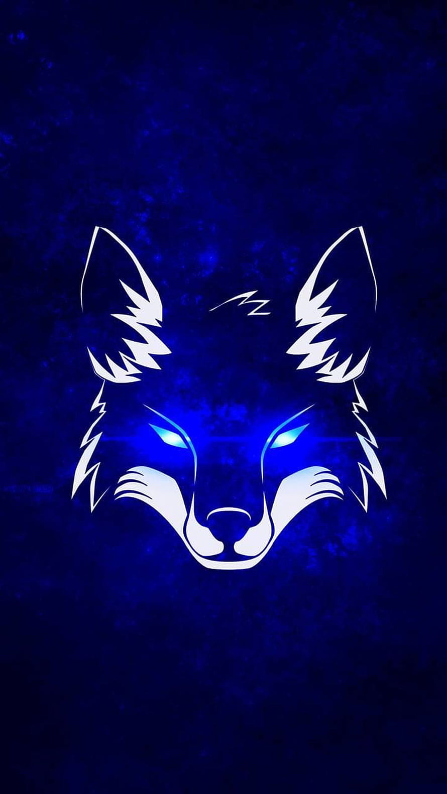 Glowing Blue Wolf Head Minimalist Line Art on Dark Textured Background HD phone wallpaper