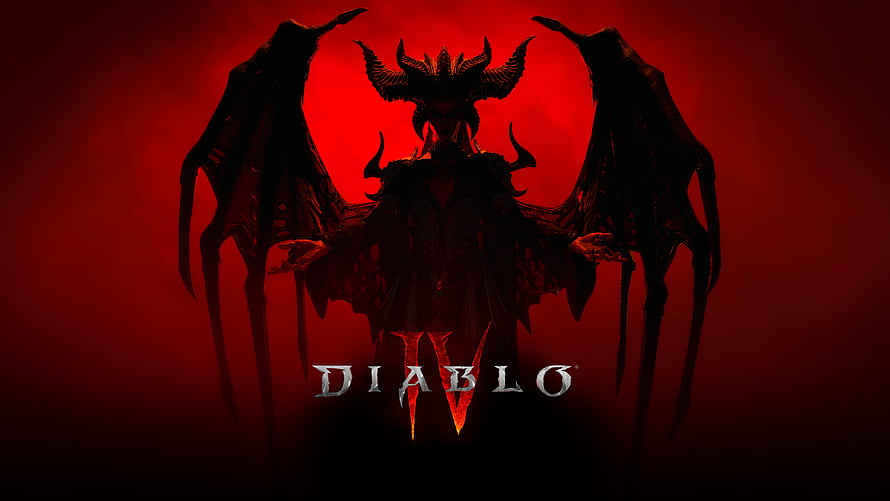 Diablo IV Official Key Art Featuring Mephisto Silhouette Against Crimson Sky HD wallpaper