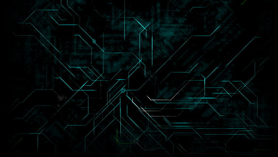 Dark Cyberpunk Circuit Board Pattern with Glowing Teal Digital Lines HD wallpaper