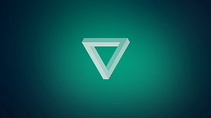 Minimalist Penrose Triangle Illusion on Dark Teal Gradient Background HD wallpaper