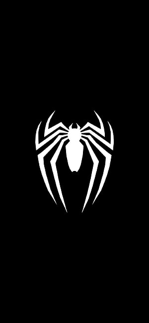 Minimalist White Spider-Man Logo on Black Background HD phone wallpaper