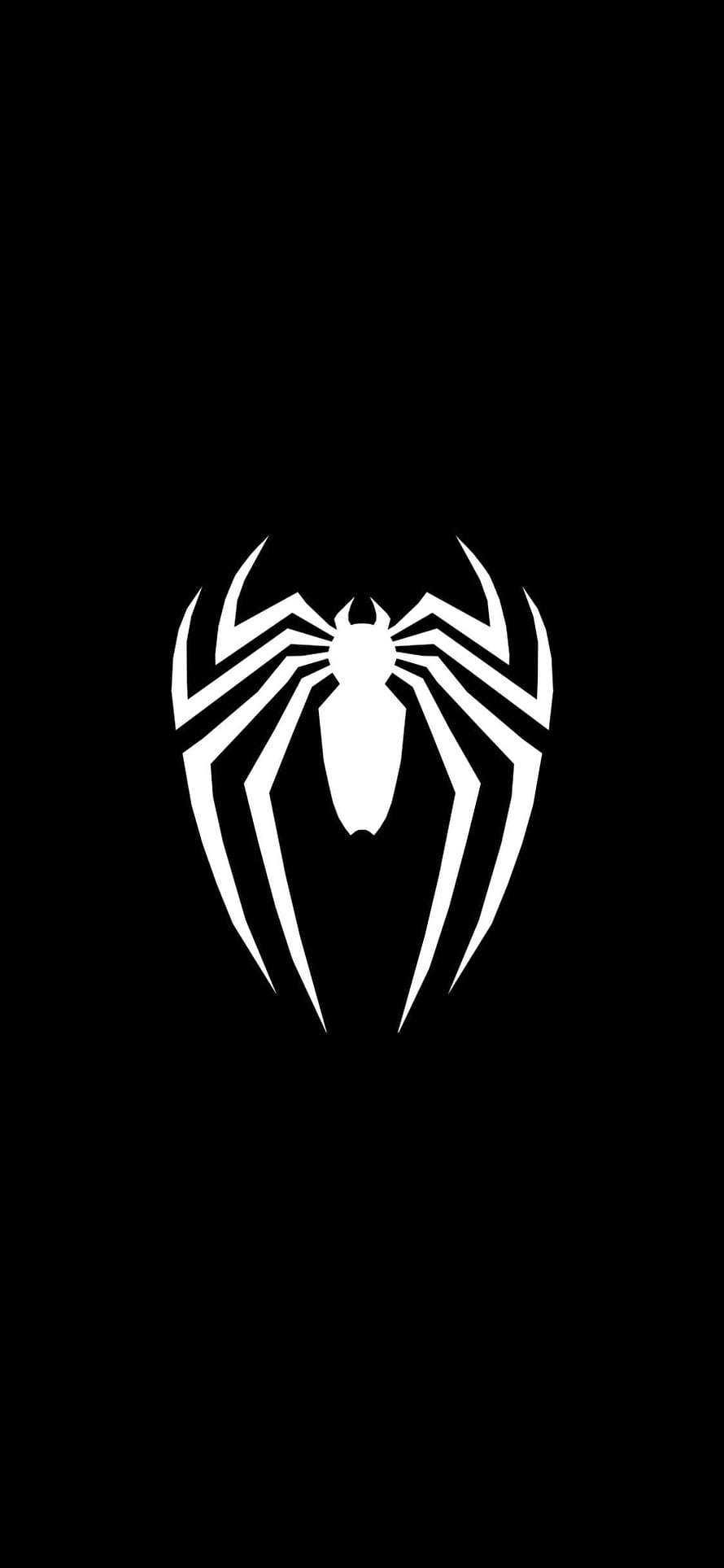 Minimalist White Spider-Man Logo on Black Background HD phone wallpaper