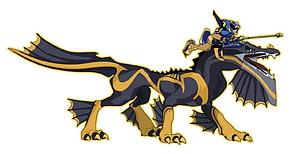 Dragon Booster Cartoon Character Riding a Black and Gold Dragon HD wallpaper
