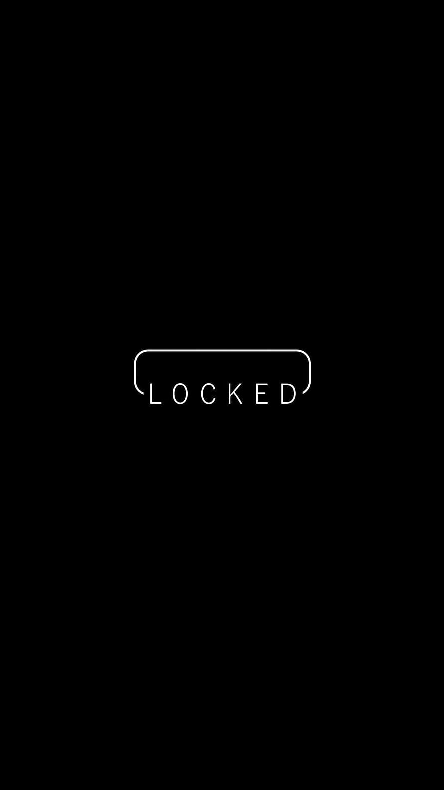 Minimalist Black Lock Screen with White Outlined Text Design HD phone wallpaper