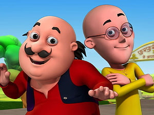 Motu Patlu 3D Animated Characters in Vibrant Outdoors HD wallpaper