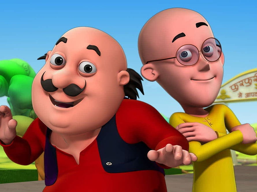 Motu Patlu 3D Animated Characters in Vibrant Outdoors HD wallpaper