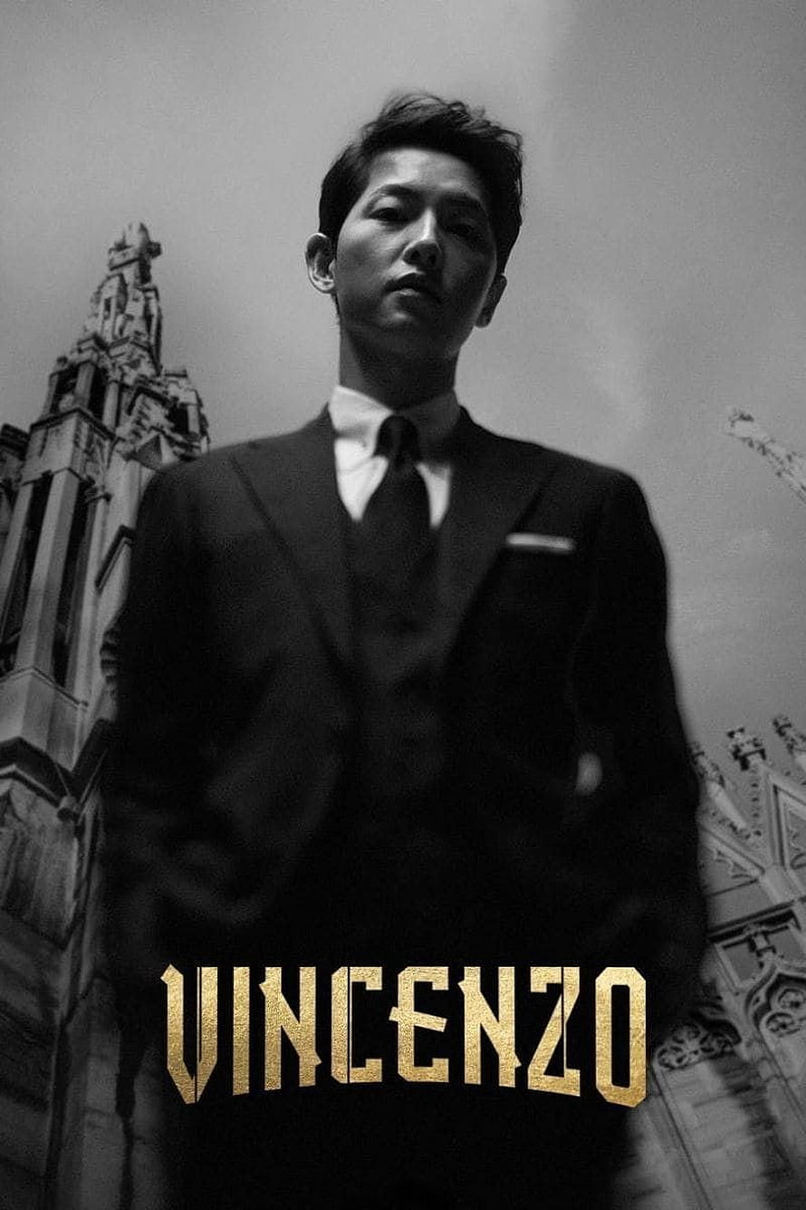 Vincenzo Netflix Series Poster Featuring Man in Suit Against Gothic Architecture HD phone wallpaper