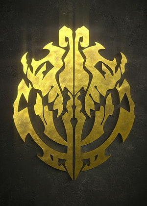 Ainz Ooal Gown Golden Crest Emblem on Dark Textured Background HD phone wallpaper