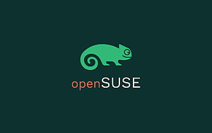 openSUSE Linux Distribution Logo with Green Chameleon Icon on Dark Teal Background HD wallpaper