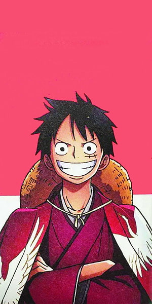 Monkey D. Luffy in Traditional Japanese Attire with Confident Grin HD phone wallpaper