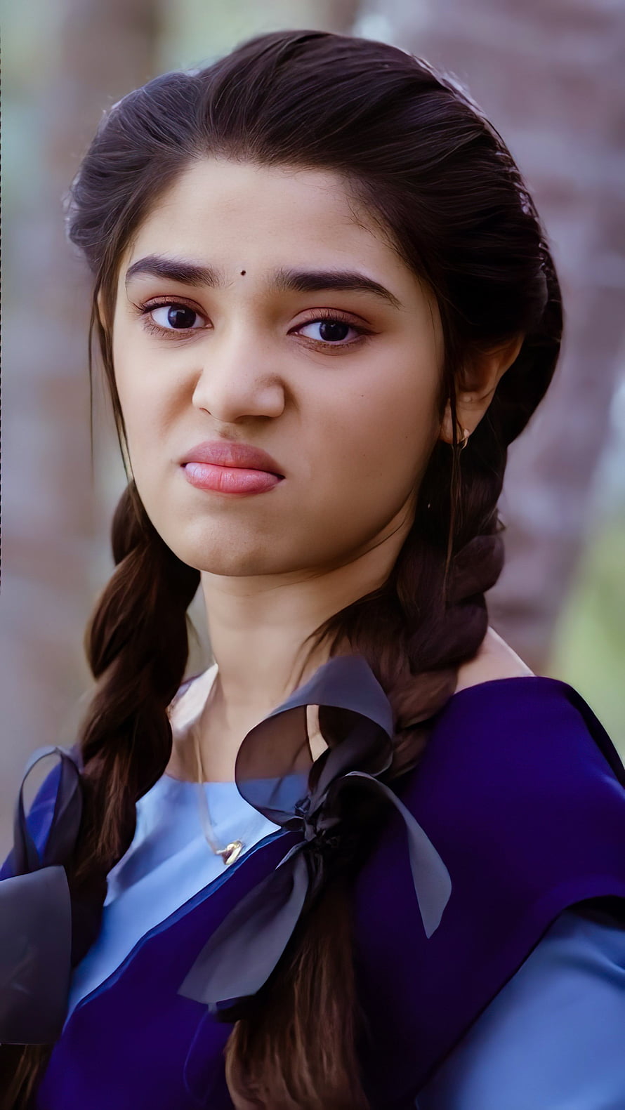 Kriti Shetty Portrait With Braided Hair And Purple Outfit HD phone wallpaper