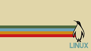 Linux Tux Penguin with Gruvbox Color Palette on Beige Background HD wallpaper