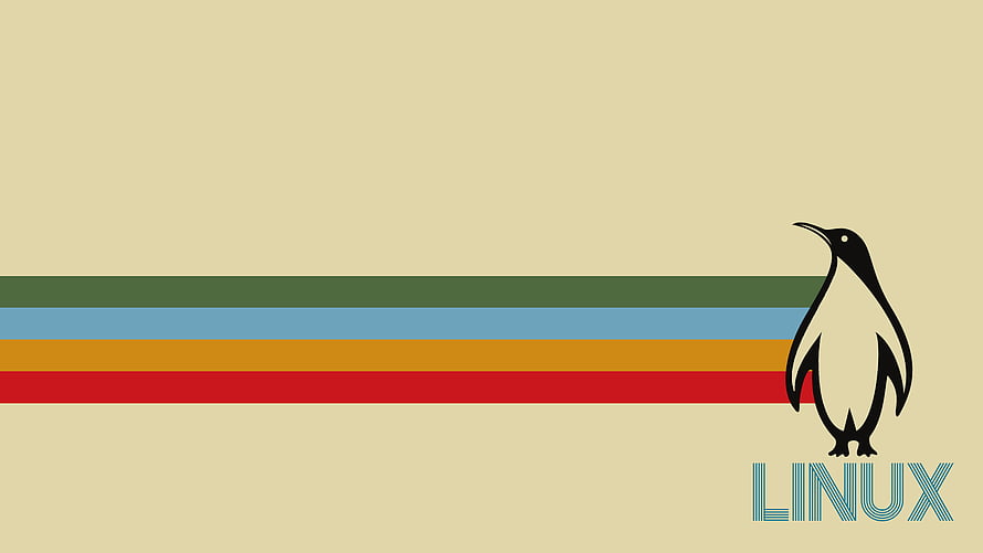 Linux Tux Penguin with Gruvbox Color Palette on Beige Background HD wallpaper