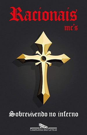 Racionais MC's album cover featuring a golden cross on a dark background HD phone wallpaper