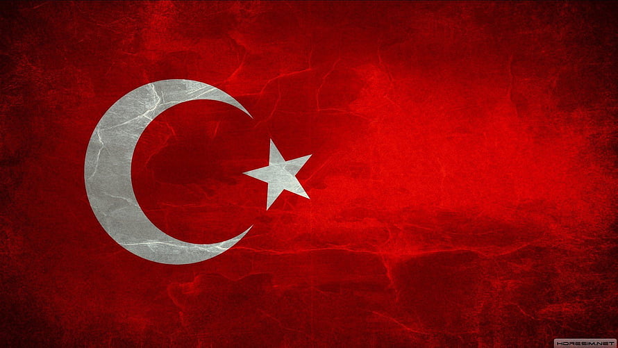 Textured Turkish National Flag With Crescent Moon And Star On Deep Red Background HD wallpaper