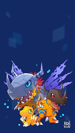 Digimon Evolution Lineup Featuring Agumon, Greymon, and MetalGreymon in Vibrant Anime Style HD phone wallpaper