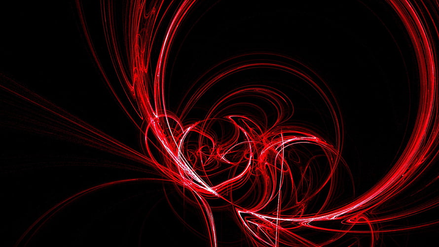 Vibrant Red Light Trails Swirling Against a Deep Black Background HD wallpaper