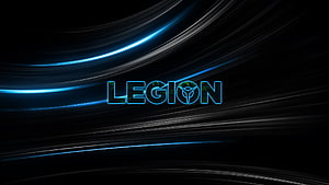 Lenovo Legion Gaming Logo with Blue Light Trails on Black Background HD wallpaper