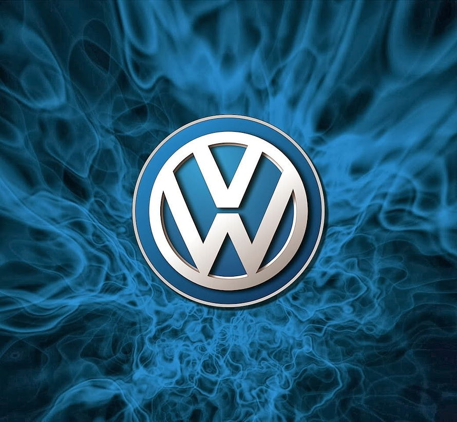 Volkswagen Emblem on a Swirling Blue Smoke Background HD wallpaper