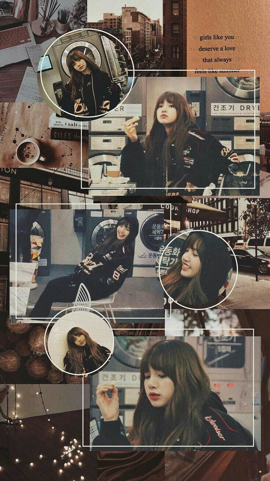 Lisa Blackpink Aesthetic Collage Wallpaper with Vintage Urban Street Style HD phone wallpaper