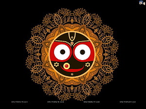 Lord Jagannath Mandala Artwork with Intricate Floral Patterns on Black Background HD wallpaper