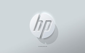 Minimalist 3D HP Logo Emblem on a Clean White Background HD wallpaper