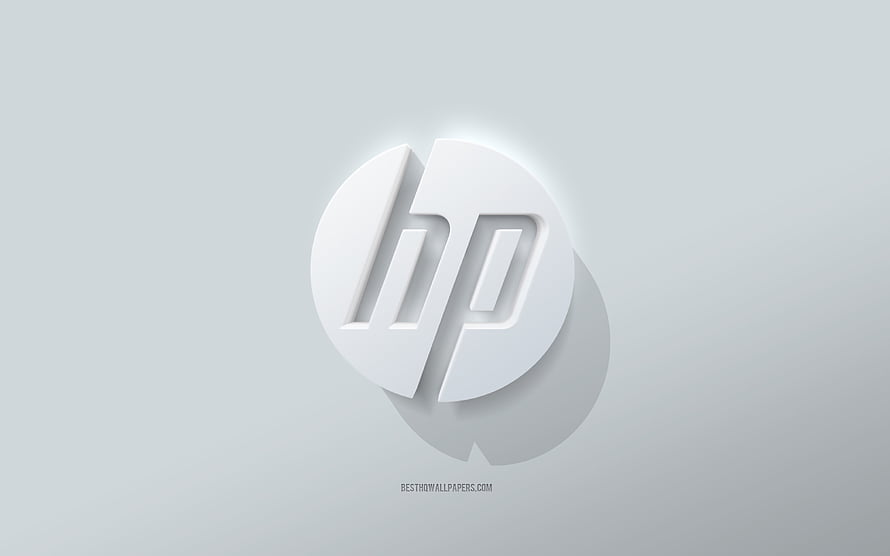 Minimalist 3D HP Logo Emblem on a Clean White Background HD wallpaper
